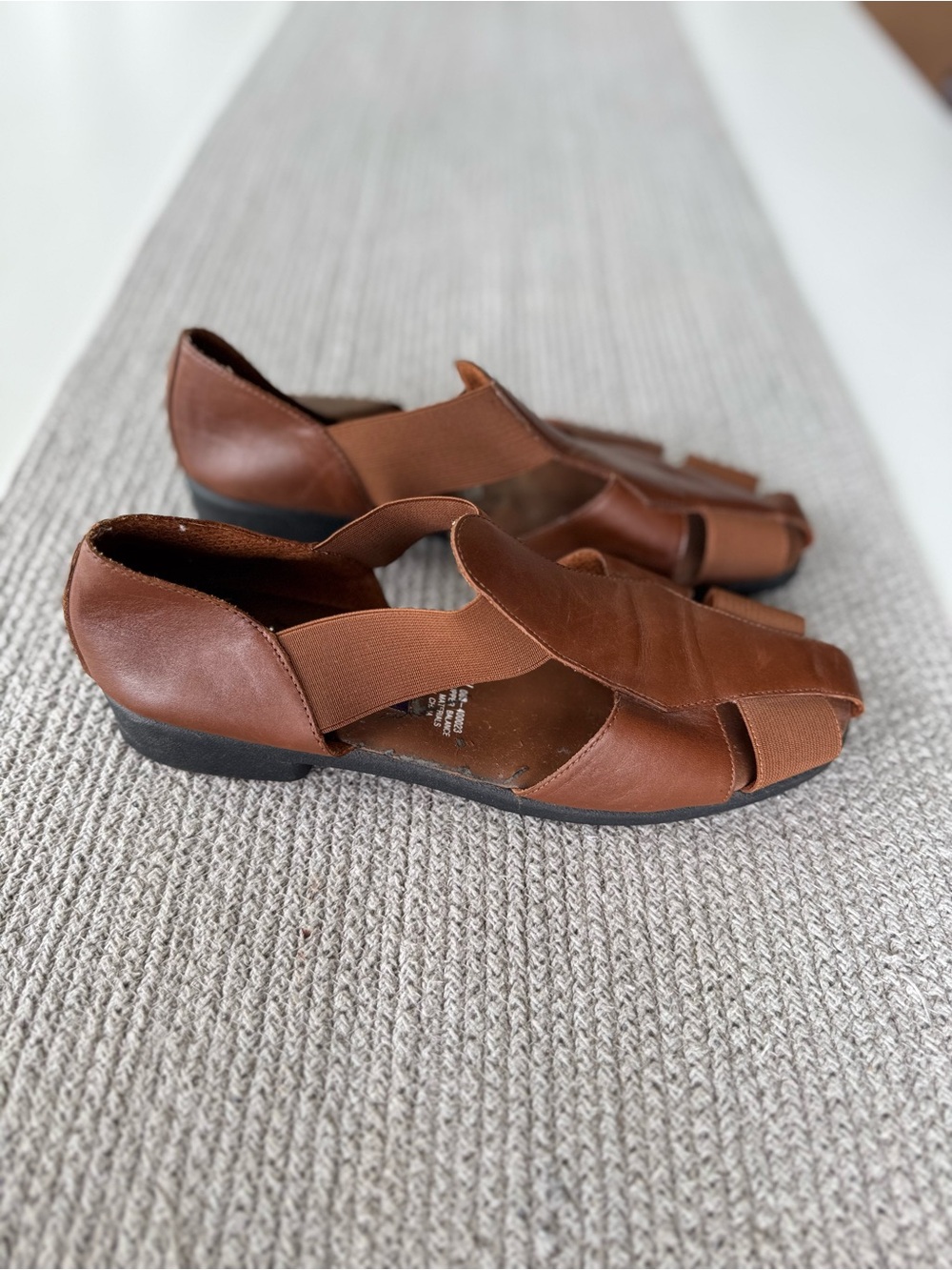 Vintage 90’s Fashion Bug Brown Leather Woven Slip On Flats Sandals Sz 10 - Picture 3 of 7